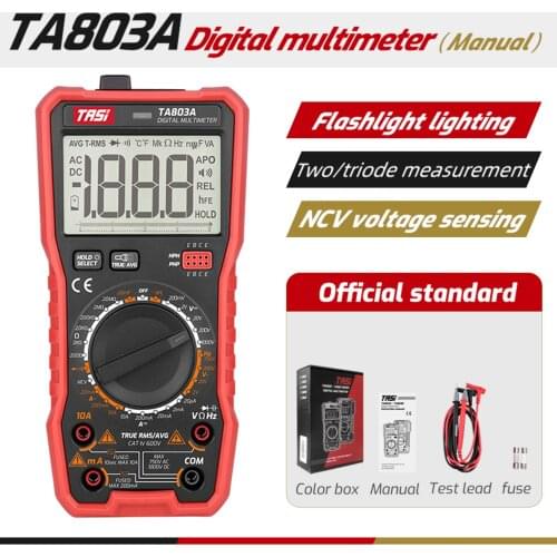 TA803 Digital Multimeter Portable High-precision Intelligent Auto Range Voltmeter AC DC Current Resistance Tester Data Handhold