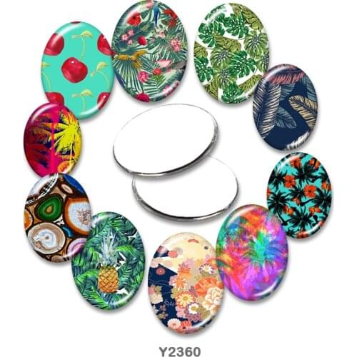 Flower Oval glass cabochon 13x18mm/18x25mm/30x40mm flat back Making findings TRY2360