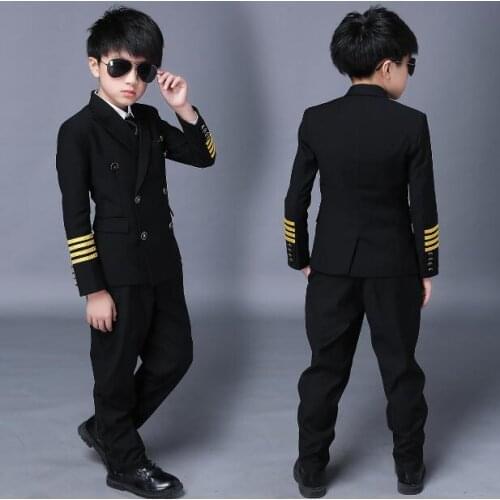 Children Pilot uniform Airline Captain boy Overalls Air Force Kids Winter