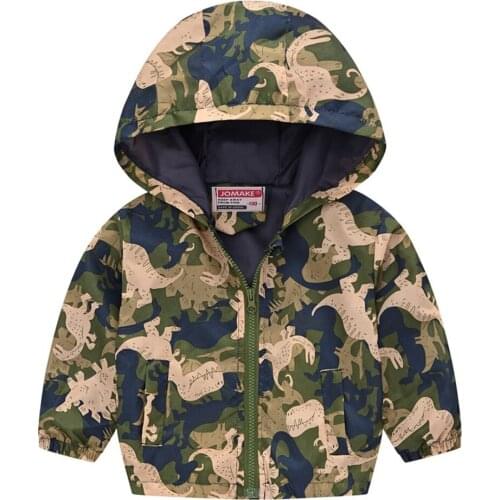 Kids Baby Grils Boys Dinosaur Printed Coat Printed Jacket Winter Long Sleeved Cartoon Boy Girl Cute Zipper Hooded Outwear