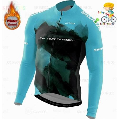 ORBEAFUL 2019 Boys Thermal Fleece Jersey Set Kid Jersey Mountain Bike Riding Sport Suit Kids Cycling Clothing Long Pant