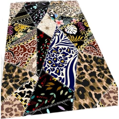 Leopard Digital Printed Non-Slip Base Washable Leopard Pattern Black Living Room Carpet tapis ковер decoration chambre fille rug