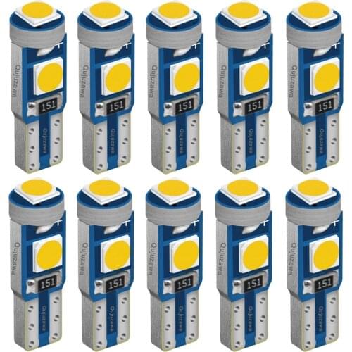10pcs T5 18 37 70 73 74 79 86 Super Bright 3 SMD 3030 LED Car Dashboard Warming Indicator Wedge Light Bulb Auto Instrument Lamp