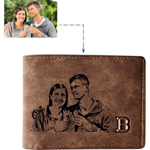 Custom Logo Men Wallets Personal Photo Engraved Wallet Unusual Personalized Original Fathers Day Gifts For Dad drop shipping