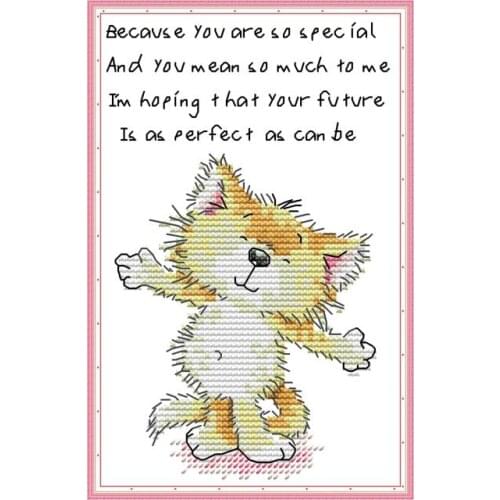 DA534 Cute cat 8 cross stitch kit aida 14ct 11ct count print canvas cross stitches needlework embroidery DIY handmade