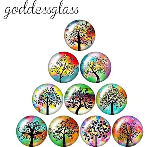 New Tree Leaves Feathers Dandelions 10pcs 12mm/18mm/20mm/25mm Round photo glass cabochon demo flat back Making findings