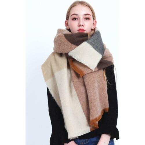 New Autumn and Winter Plaid Scarf Womens European and American Shawl Womens Thickened Warm Imitation Cashmere Scarf