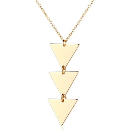 Punk Triangle Geometric Pendant Necklace Long Chain Women Pendant Necklace Chocker Necklace Bijoux Femme Jewelry