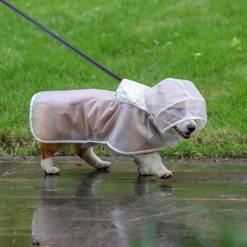 Adjustable Dog Transparent Raincoat Light Waterproof Coat Back Opening Design Fashionable Pet Rainproof Wear