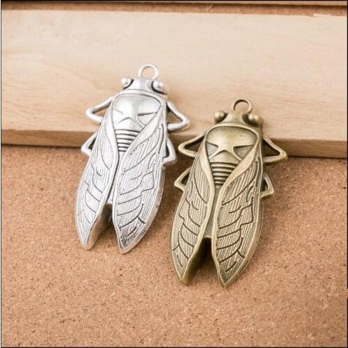 RONGQING 10pcs/lot Cicadas Charms 61x34x8mm Insect Charms for Handmade Jewelry Accessories