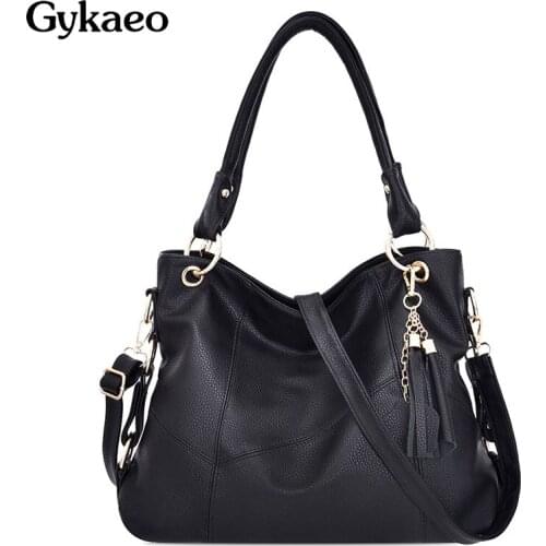 Gykaeo Luxury Handbags Women Bags Designer Fashion Tassel Shoulder Bag Ladies PU Leather Large Capacity Tote Bags Bolsa Feminina