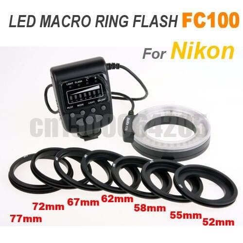 LED Macro Ring Flash Light For Canon 5D2 5D3 60D Nikon D5100 D7000 D7100 D7200 D600 D610 D750 D3200 D3100 D800 D810