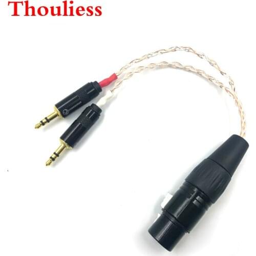 Thouliess DIY 7N OCC Single Crystal Copper Cable 2 x 3.5mm Male to 4-pin XLR Female Balanced Audio Adapter For PHA-3 Pono Player