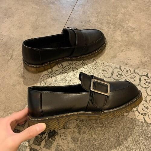 Retro Belt Buckle Women Shoes Woman Solid Leather Oxford Shoes Female 2020 Autumn Spring New Students Round Head Flat Loafers