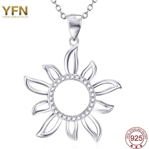 YFN 925 Sterling Silver Jewelry Wholesale Crystal Silver Sunflower Necklace For Women Fashion Chain 18 Inch GNX9027