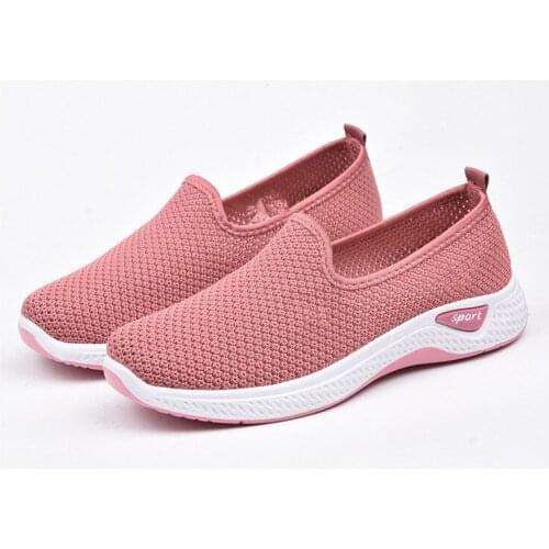 Shoes Women 2021 New Cr Foreign Trade Womens Shoes Mesh Flying Shoes Flat Bottom Mother Shoes Breathable Ladies Casua