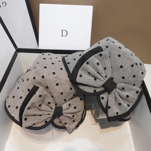 Korean Fashion Polka Dot Split Fisherman Hats For Women Female Early Autumn New Style Basin Hat Warm Casual Bucket Hat Cape