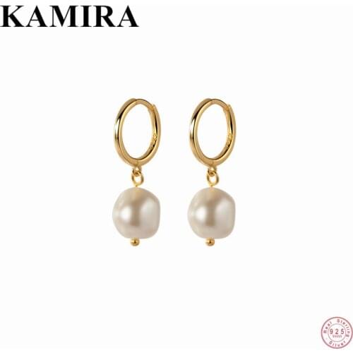 KAMIRA 925 Sterling Silver Sweet Luxury Natural Freshwater Baroque Pearl Tassel Stud Earrings for Women Wedding Fine Jewelry Hot
