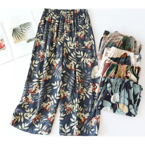 Ladies Sleep Pants for Spring and Summer Thin Soft Rayon Loose Casual Homewear Pants for Women Bottoms Sleep Lounge Pants