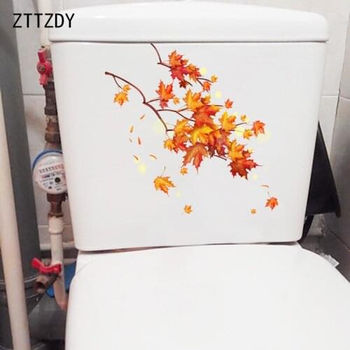 ZTTZDY 23.1×22.8CM Maple Branches Modern Creative Toilet Stickers Cartoon Home Bedroom Wall Decor T6-0094