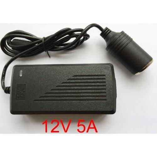 1pcs High quality 12V 5A Car cigarette lighter Power AC Converter / adapter for Air pump /Vacuum cleaner DC 12V 5A Power supply