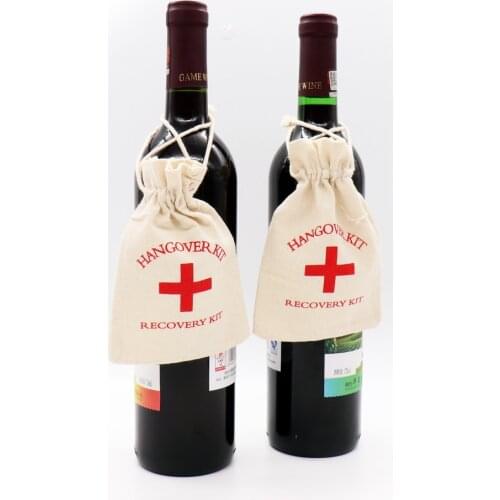 10*14cm Hangover Kit Bag Cotton Drawsting Bag Bachelorette Party Wine Body Decoration Hanging Bag Party DIY Storage Bag