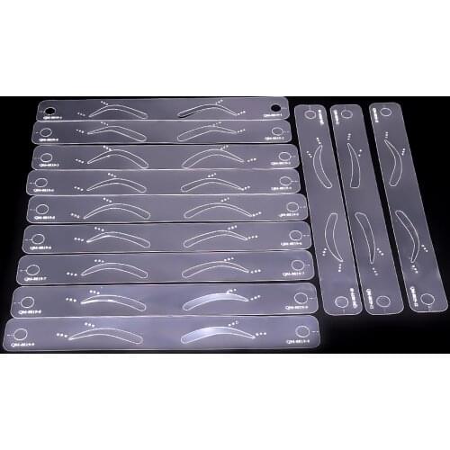 12 Shapes Eyebrow Stencil Head Strap Eyebrow Ruler Measure Shaping Tools with Eyebrow Pencil and Trimmer Microblading Accessory