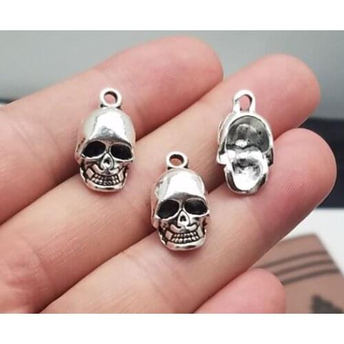 12pcs/lot--20x11mm, skull cham,Antique silver plated skull charms,DIY supplies,Jewelry accessories