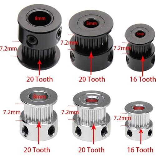 16/20 Teeth Aluminum Synchronous Gear Wheel Screw Bore 5mm 8mm GT2 Belt Width 6mm 3D Printer Part 2GT Timing Pulley