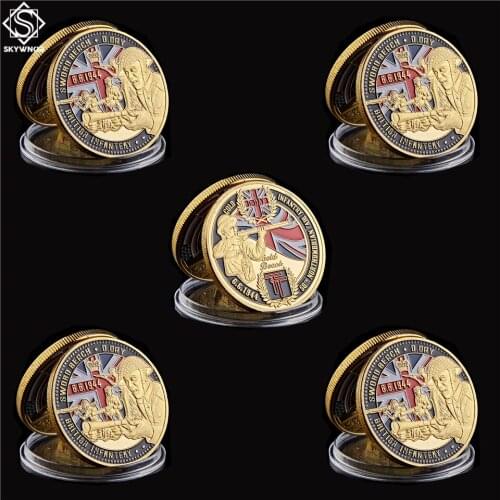 5PCS WWII 1944.6.6 British Infantry Division 50th Northumbrian Gold Sword Beach Challenge Military Token Coin Value