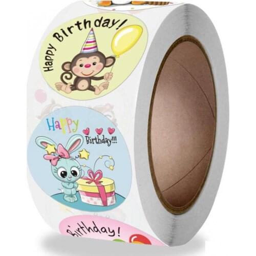 500pcs Happy Birthday Round Seal Sticker Scrapbooking Paper Adhesive Stickers For Homemade Bakery & Gift Packaging Labels