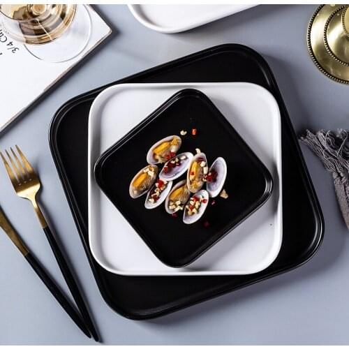 6"8"10 inchNordic Matte Western Food Plate Ceramic Square Plate Salad Plate Steak Plate Flat Plate Pasta Plate