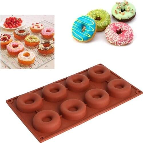 8 Holes Donuts Biscuits Chocolate Cake Silicone Mold Fondant Baking Mould Cookies DIY Molds Soap Cubes Jelly Ice Decorating Q7D4