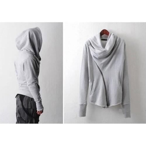 Steampunk Asymmetric Zipup Hood Jacket Top Voth Hoodie / Fleece Hoodie Streetwear