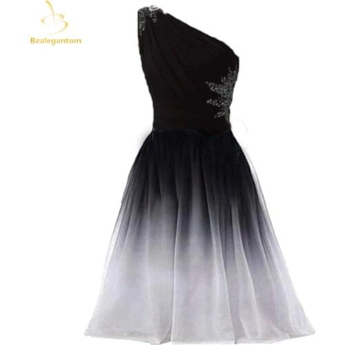 Bealegantom Short Gradient Chiffon Prom Dresses Ombre Beads Formal Evening Party Homecoming Gowns Vestido Robe De Soiree QA1617