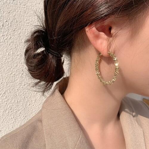 Big Hammered Hoop Earrings Elegant Circle Hoop Huggie Earrings Hoop Drop Earring Big Circle Earrings Women Fashion Jewelry