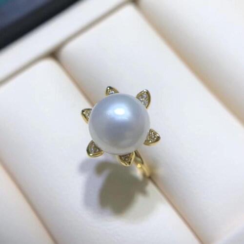 Flower 925 Sterling Silver Ring Finger Ring Settings Adjustable Ring Findings Jewelry Parts Fittings Accessories for Pearls