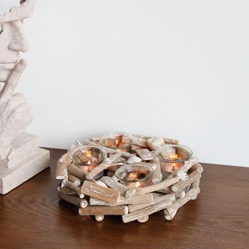 Wooden candle wedding European ins decorative candle home desktop decoration Christmas scene layout