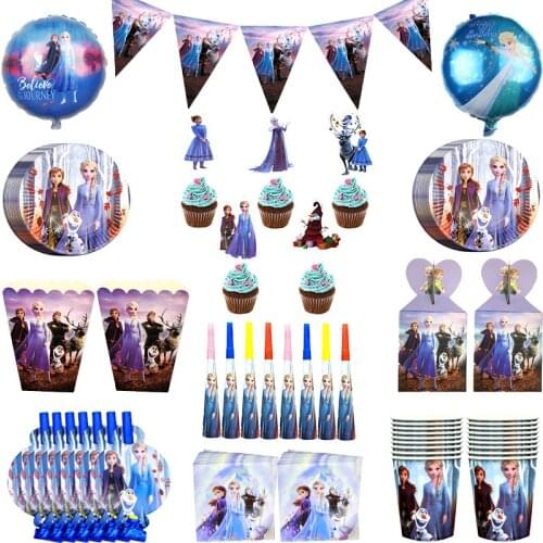 Disney Frozen Princess Snow Queen Theme Birthday Party Decorations Kids Disposable Tableware Baby Shower Supplies