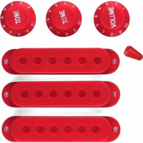 FLEOR Set of Plastic Red Pickup Covers 2T1V Guitar Volume Tone Knobs Switch Tip for Electric Guitar Accessories Parts