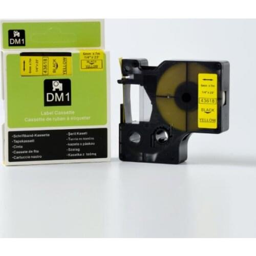 Hot sale compatible DYMO D1 tape 6mm 43618 black on yellow 1/4" X 23