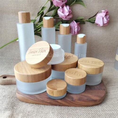 Cosmetic packing jar 5g 15g 30g 50g 100g round bamboo wood facial cream jar cream jar body scrub butter glass container