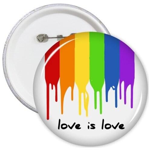 Love is Love LGBT Rainbow Color Round Pins Badge Button Clothing Decoration Gift 5pcs