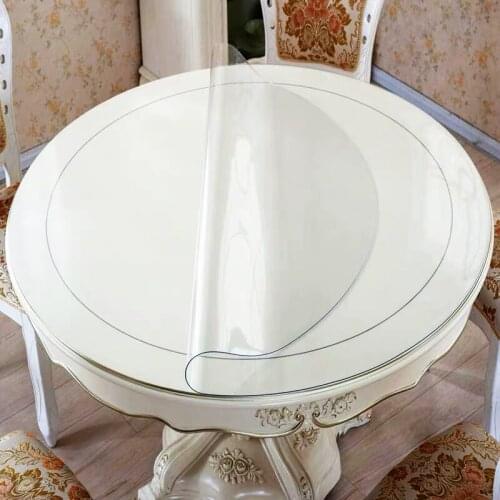 BALLE Thick 2mm Round PVC Table Cover Transparent Tablecloth Protector Desk Pad Soft Glass Dining Heavy Duty Plastic Mat 2mm