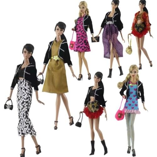 Fashion 11.5" Doll Clothes Set For Barbie Clothes Outfits Coat Vest Top Skirt Dresses Handbag 1/6 BJD Dolls Accessories Kids Toy