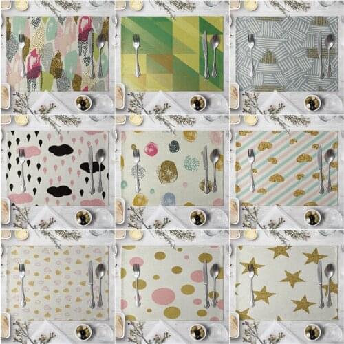 Fashion Print Rectangle Cotton Linen Western Style Table Pad Cut Mats Placemat for Dinner Kitchen Table 40x30cm
