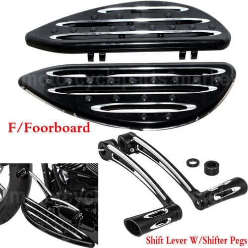 Motorcycle Black CNC Cut Driver Floorboard+Toe Shift Lever Shifter Pegs For Harley Electra Street Tri Glide CVO Ultra Limited