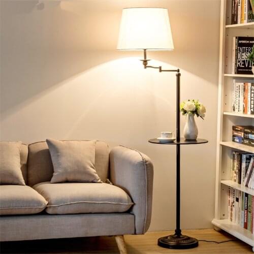 American Coffee Table Standing Floor Lamps Bedroom Living Room Study Sofa Floor Lights Remote Control Placement Vertical Lamp