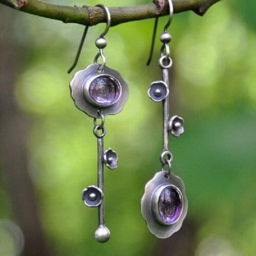 2021 New Jewelry Simple And Elegant Crystal Gem Key-Shaped Earrings Plum Blossom Pendant Earrings Womens Jewelry