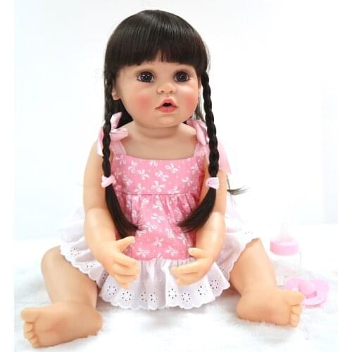 New sweet face Original DollMai bebe reborn toddler girl pink/blue princess baty toy very soft full body silicone doll surprice